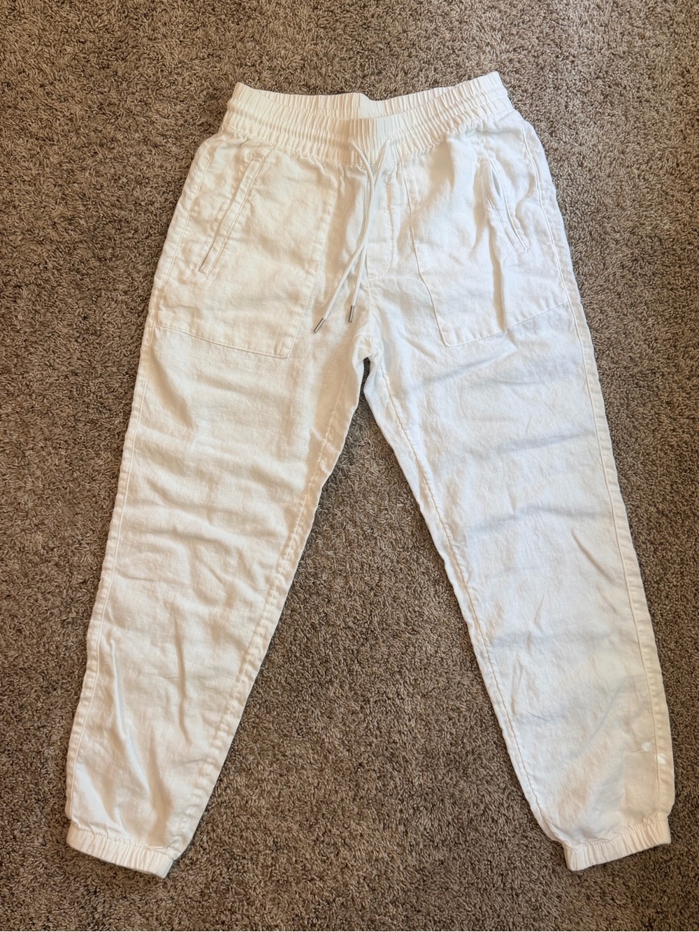 Athleta Cream Drawstring Waist Joggers
